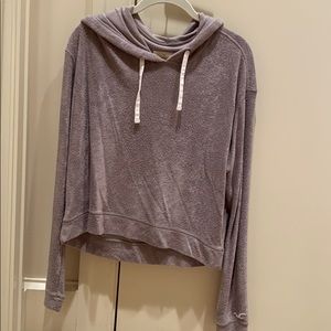 Hollister Grey Crop Towel Hoodie (Medium)